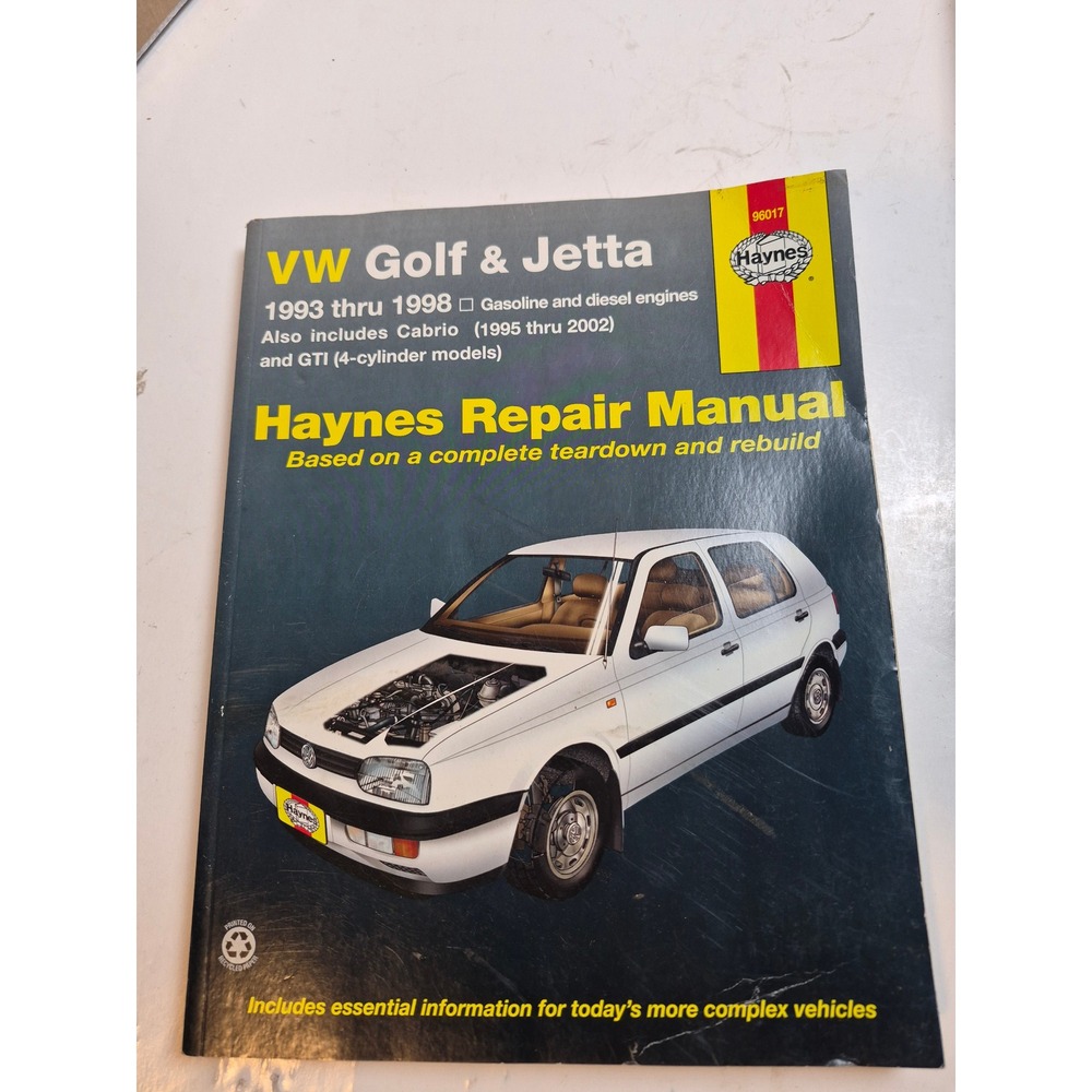 Haynes VW Golf Jetta 1993-1998 Cabrio 1995-2002 Repair Manual 96017